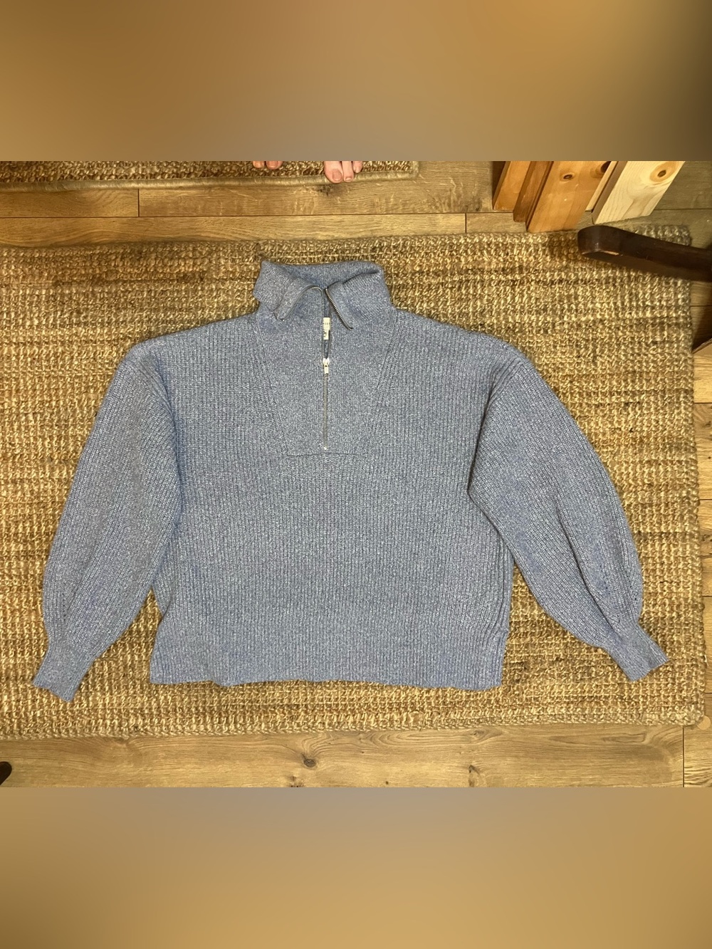 Free Assembly Half Zip Sweater Heather Blue - XL